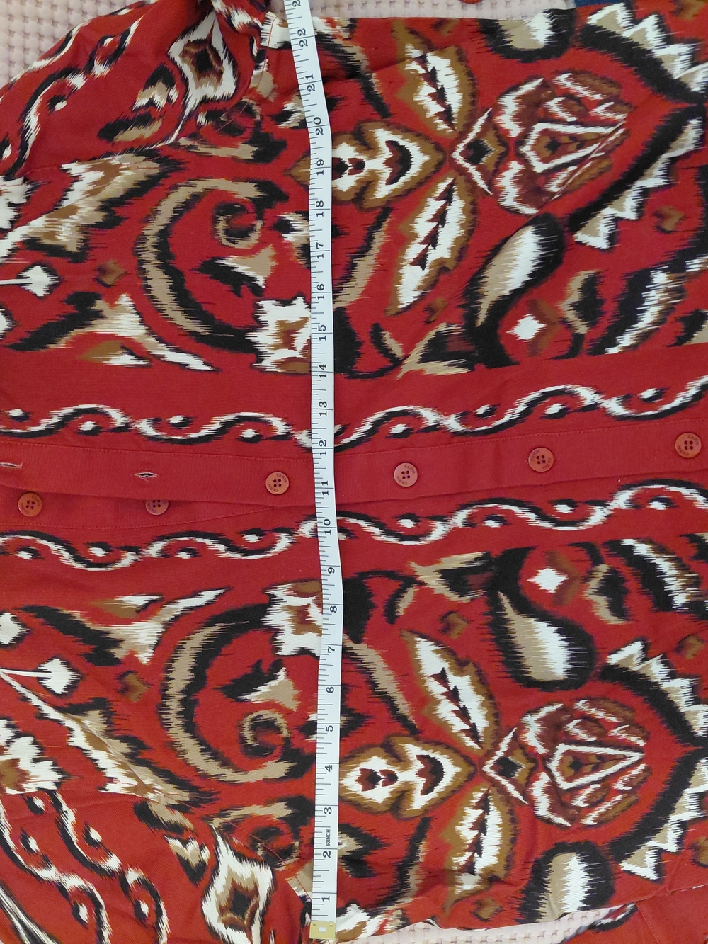 FARM Rio Red Multicolor Ikat-Style Button-Down Shirt - Picture 7 of 8